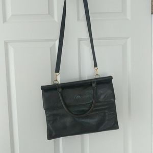 Albert nipon black leather bag
